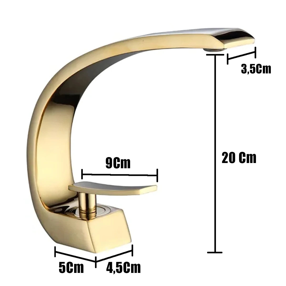 Torneira Para Pia Banheiro Misturador Água Quente E Fria Monocomando Curva Cuba Luxo T105d Dourado Luuk Young