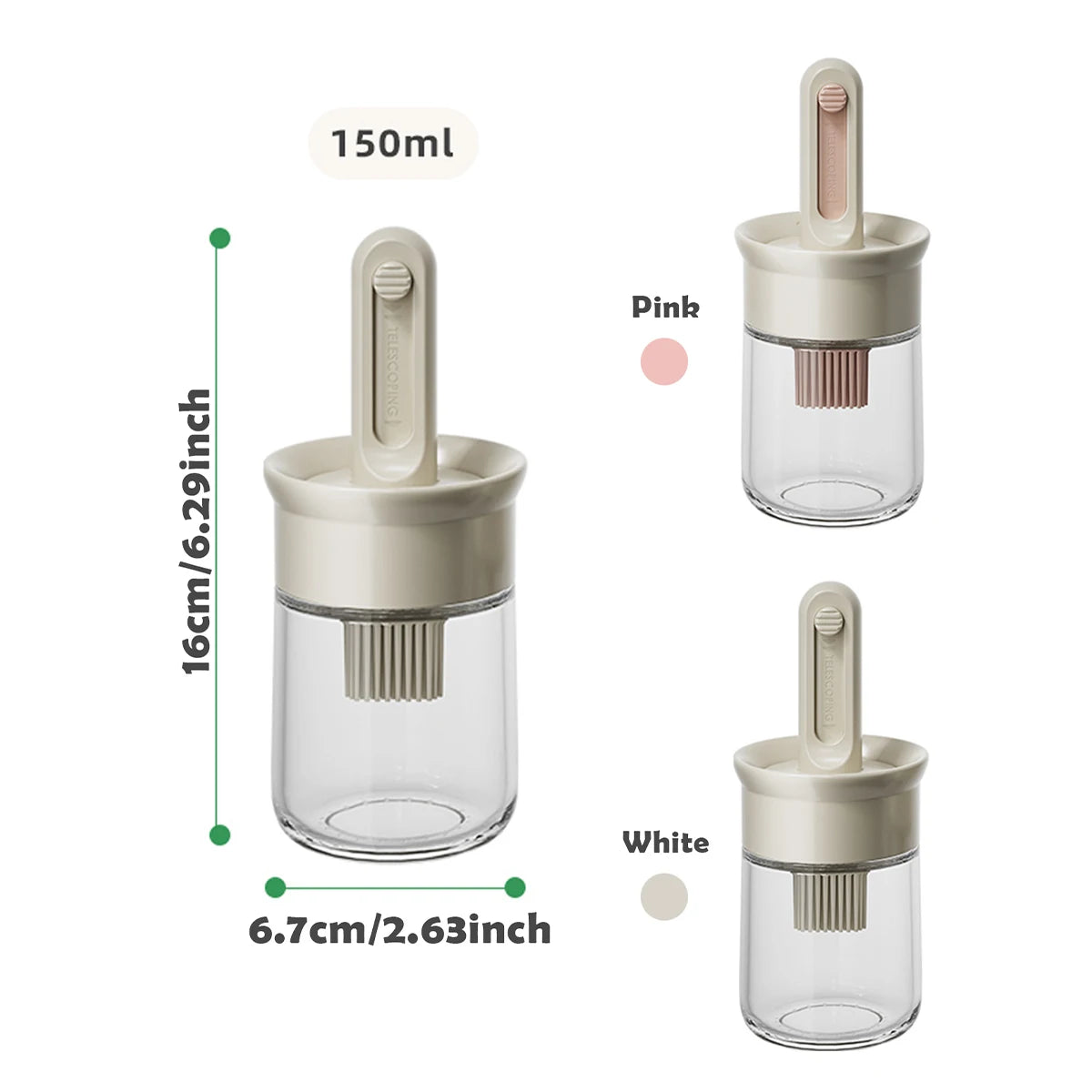 Wmmo dispensador de azeite com escova para cozinha, 2 em 1 garrafa de óleo escova de alinhavo de silicone cozinhar molho de vinagre churrasqueira fritar