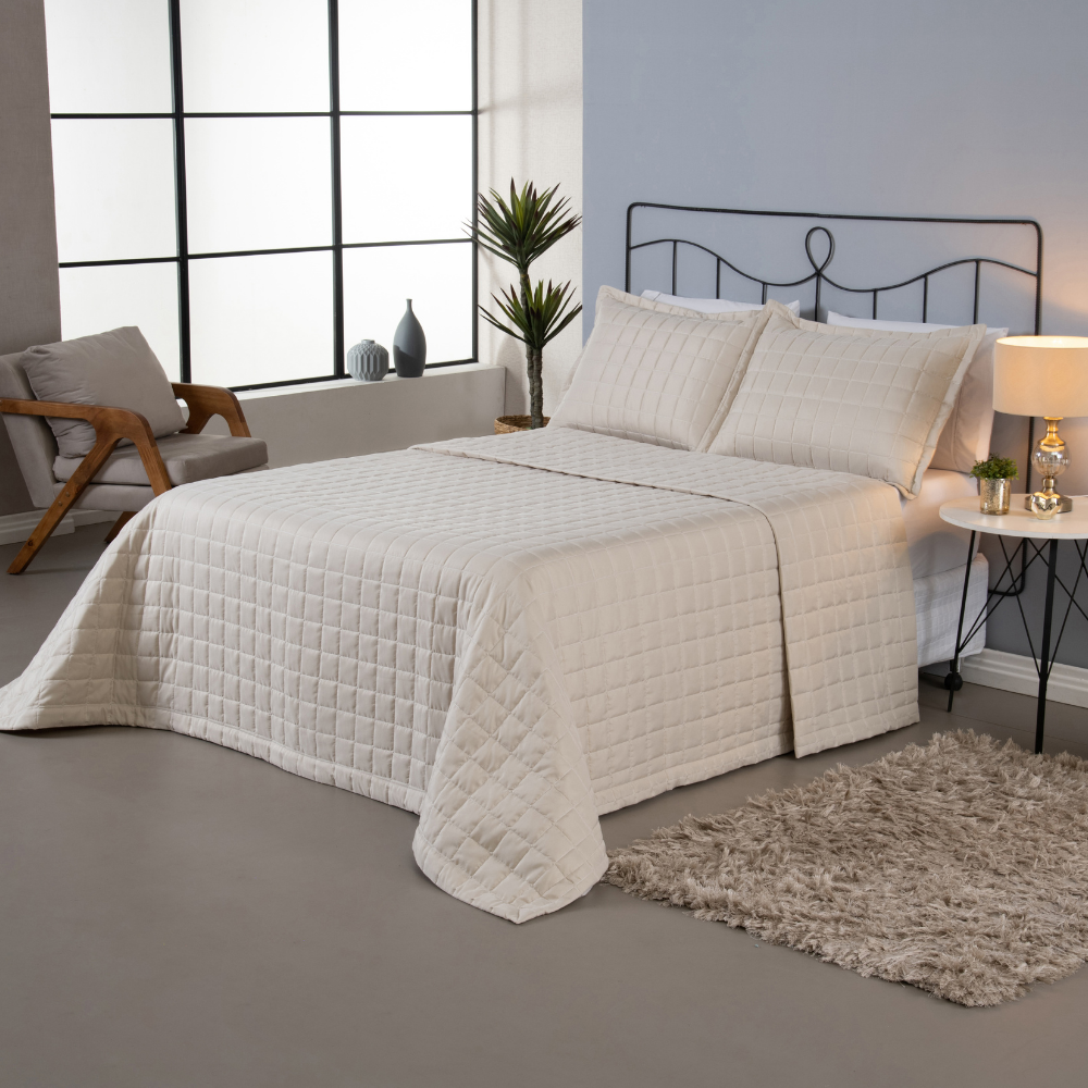 Kit Cobre Leito Casal Matelado Dupla Face Soft 3 Peças – 100% Poliéster