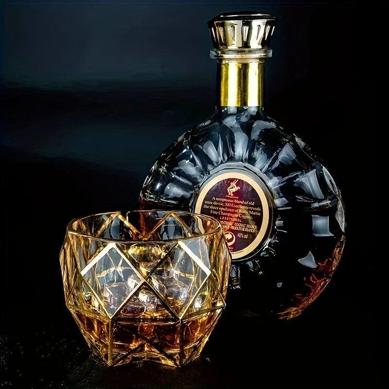 Multi-Funcional Cristal Whisky Copo, Copo, Linha Dourada copos de vinho, Pintado Dourado, Cerveja e Copo Cocktail, Térmicas