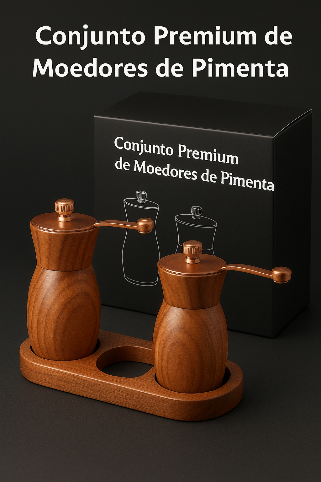 Conjunto Elegante de Moedores de Madeira de Acácia