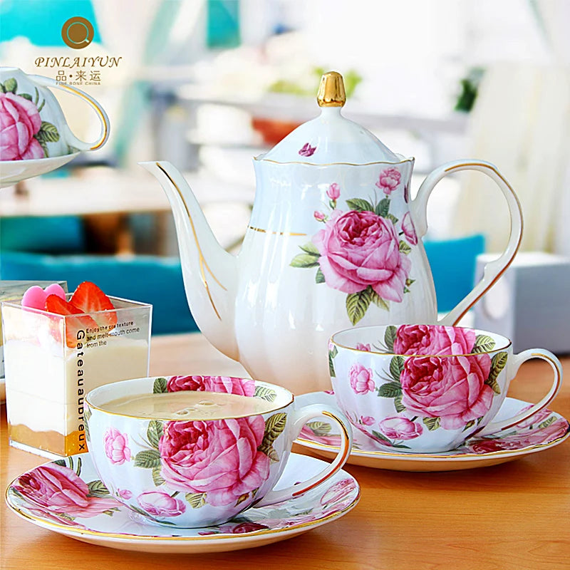Conjunto de chá online com porcelana óssea, conjunto de chá europeu, copo de café britânico, presente de casamento para família