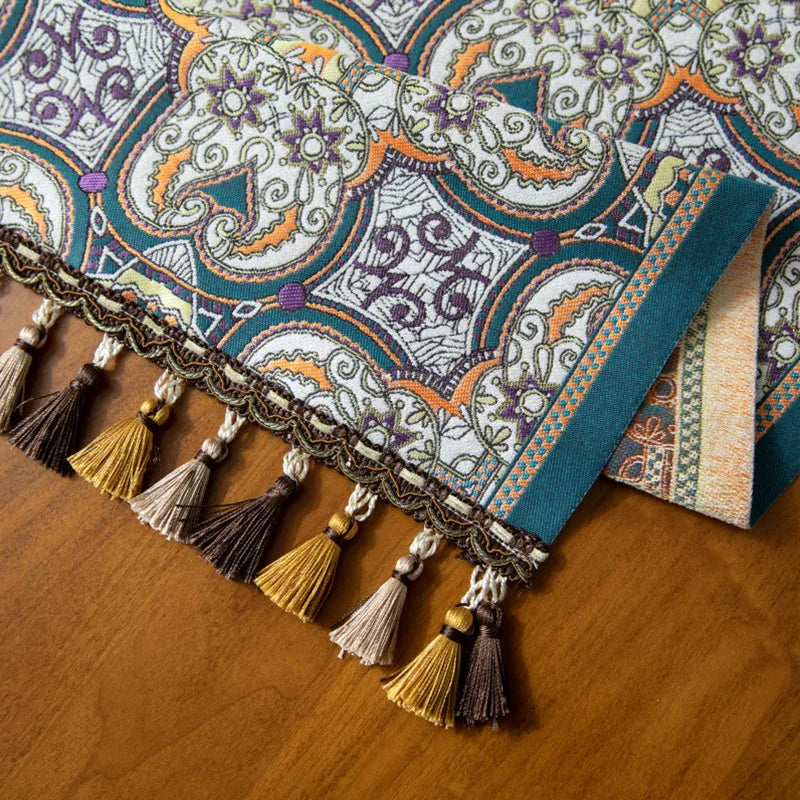 Nordic luxo jacquard corredor de mesa com borla poliéster capa de mesa corredor decoração para festival evento decoração para casa