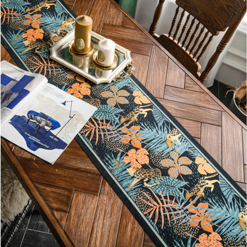 Nordic luxo jacquard corredor de mesa com borla poliéster capa de mesa corredor decoração para festival evento decoração para casa