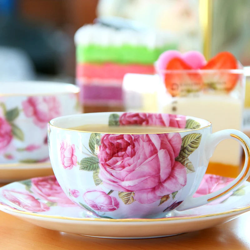 Conjunto de chá online com porcelana óssea, conjunto de chá europeu, copo de café britânico, presente de casamento para família