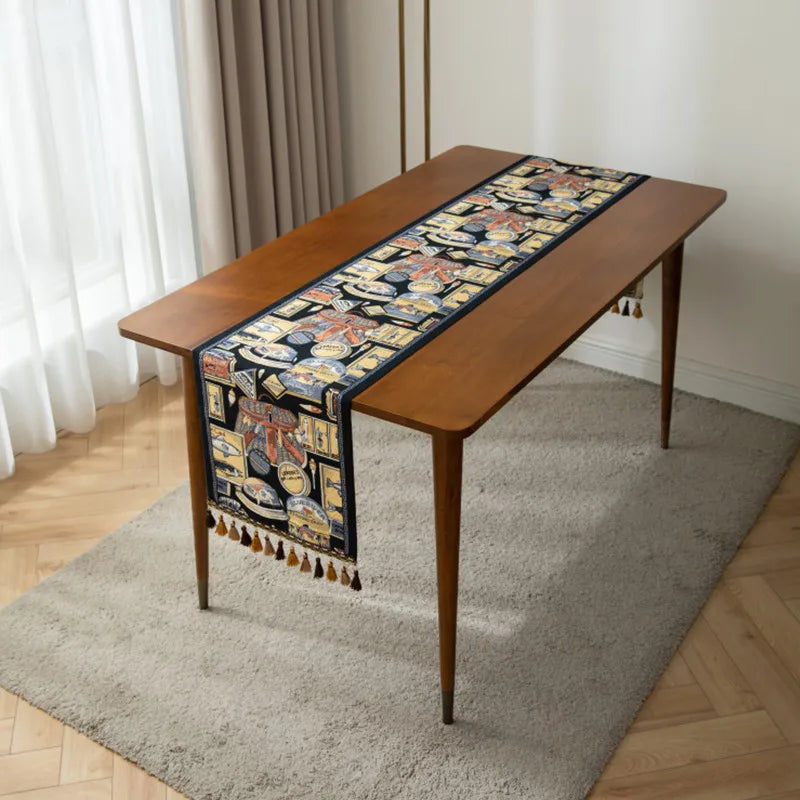 Nordic luxo jacquard corredor de mesa com borla poliéster capa de mesa corredor decoração para festival evento decoração para casa