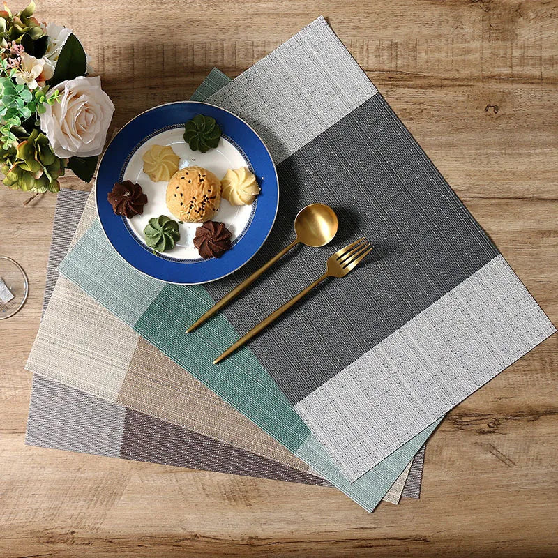 4 pçs/pçs/set pvc placemats mesa de jantar lugar esteiras antiderrapante prato tigela colocação resistente ao calor mesa tapetes decorativos de plástico
