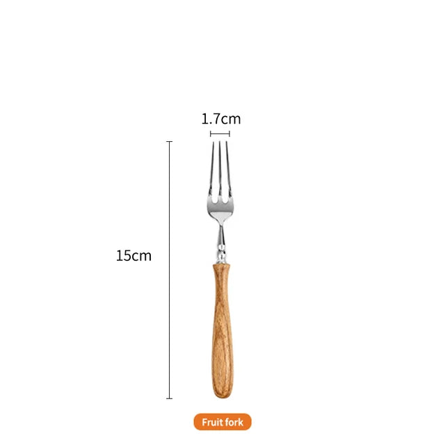 Konco-Wood Dinnerware Set, aço inoxidável Talheres Set, máquina de lavar louça talheres seguro, faca, garfo, colher