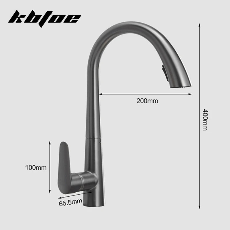 Pistola cinza pull-out torneira da cozinha de água quente e fria lavatório torneira da pia rotativa retrátil preto e branco 60cm puxar