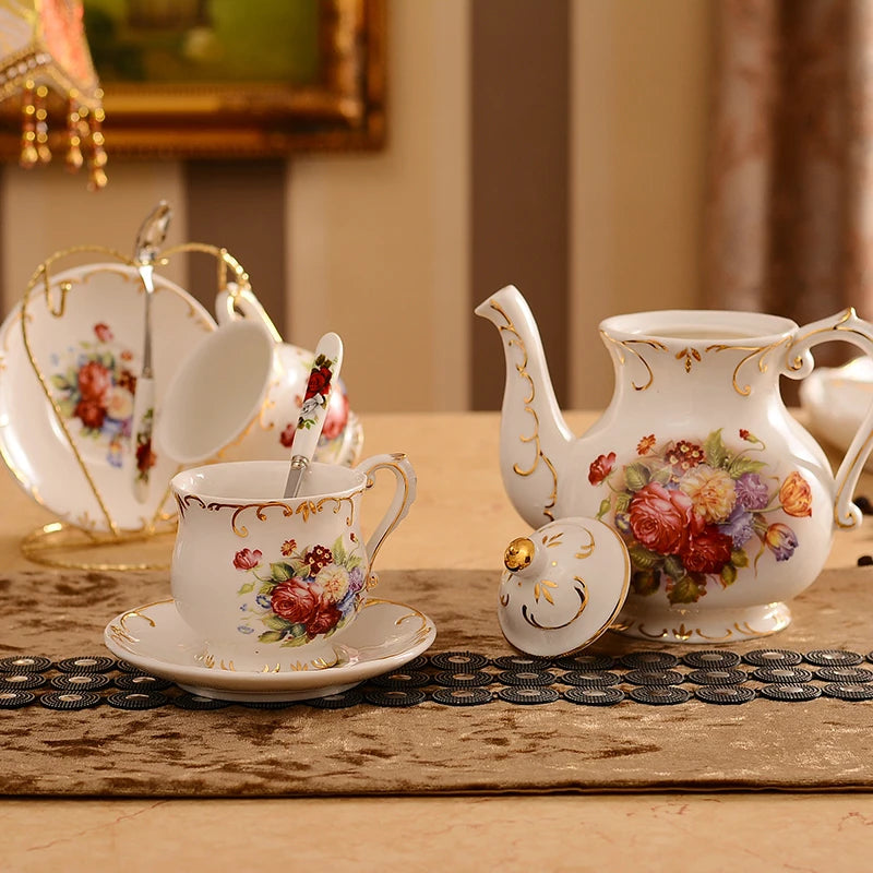 Conjunto De Copo De Café Europeu, Prato Britânico, Cerâmica De Alta Qualidade, Xícara De Chá Preto Ocidental, Chá Da Tarde, Prateleira De Entrega