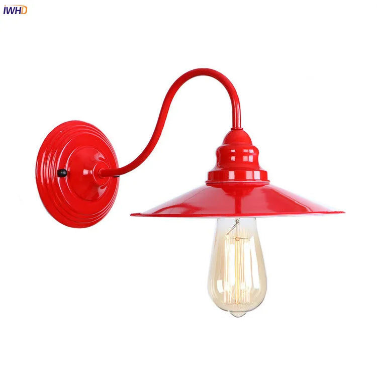 Iwhd loft estilo retro led luminárias de parede quarto sala estar metal vermelho lâmpada parede do vintage arandela wandlampen applique murale