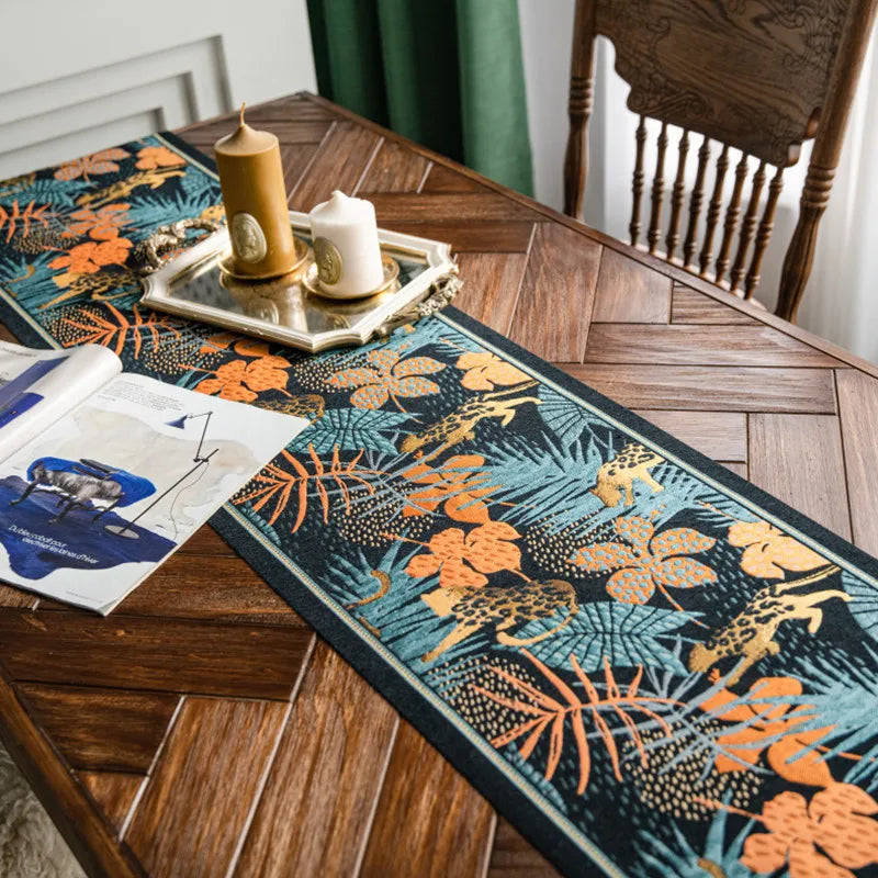 Nordic luxo jacquard corredor de mesa com borla poliéster capa de mesa corredor decoração para festival evento decoração para casa