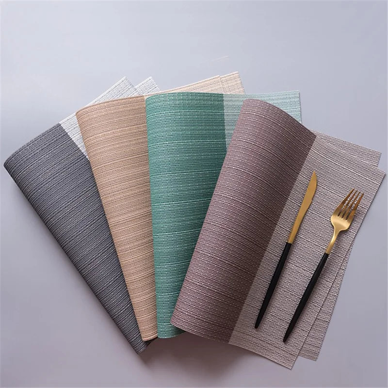 4 pçs/pçs/set pvc placemats mesa de jantar lugar esteiras antiderrapante prato tigela colocação resistente ao calor mesa tapetes decorativos de plástico
