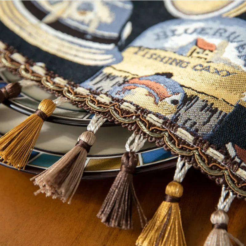 Nordic luxo jacquard corredor de mesa com borla poliéster capa de mesa corredor decoração para festival evento decoração para casa