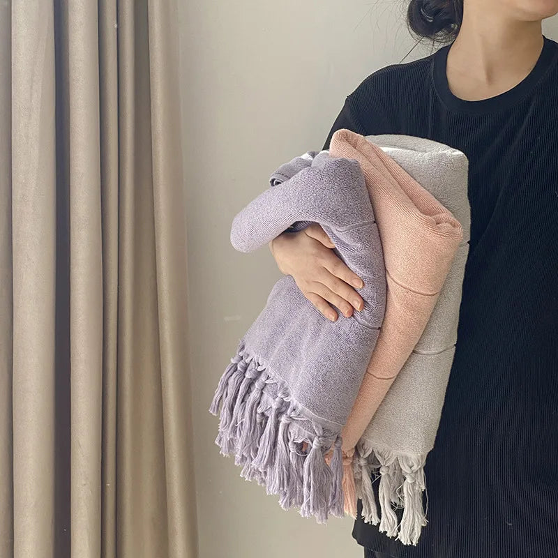 Toalha Majestique de Algodão com Franjas - Casa Ornato