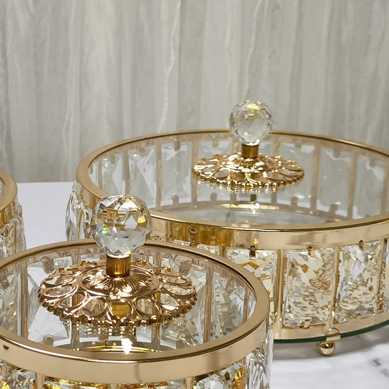 Tigela De Frutas De Vidro De Cristal Com Tampa, Mesa De Café, Caixa De Armazenamento De Doces, Decorações De Quarto De Lar De Luxo, Sala De Estar Ornamentos, Europeu