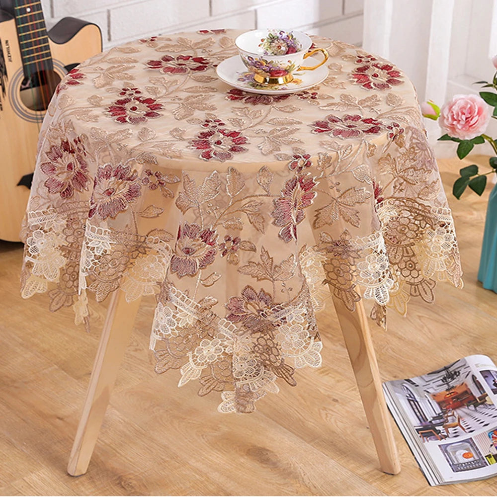 Battilo capa de mesa de renda redonda retangular toalha de mesa de café bordada de luxo para mesa de jantar casamento decoração de casa