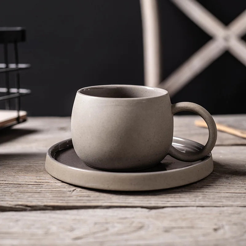 Caneca de café cerâmica caneca de café com pires latte xícara de café cafeteira criativa porcelana cerâmica grossa escritório chá canecas xícara de café