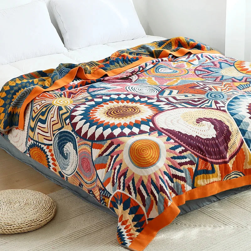 Europeu macio sofá cobertor colcha boho sofá toalha verão cobertor lance 100% algodão folha de cama dupla capa legal colcha