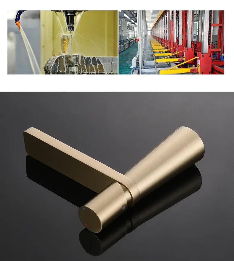 Torneira da bacia do banheiro escova ouro latão torneira pia misturadora quente e fria sinal alavanca torneira da bacia