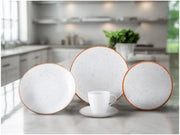 Aparelho de Jantar 20 Peças Porcelana Branco e Marrom - Casa Ornato