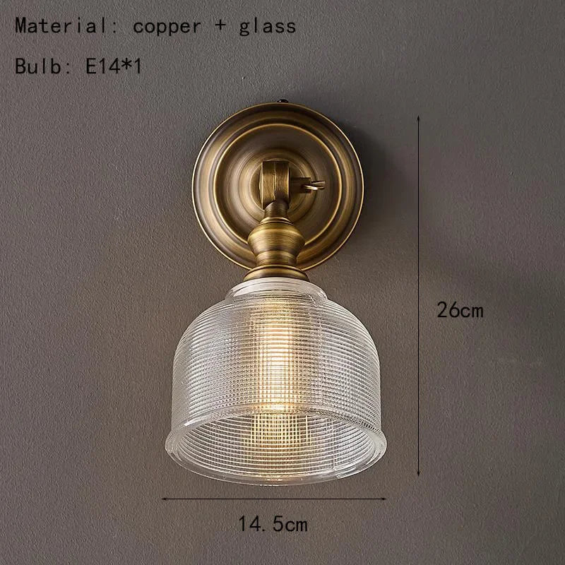 2025 nova lâmpada de parede de cobre completo vintage-iluminação criativa e simples para decoração de parede de fundo de quarto de luxo