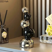 Escultura criativa de geometria esférica, Estátua cerâmica abstrata, Decoração de mesa, Artesanato moderno, Decoração estética do quarto, Ornamentos