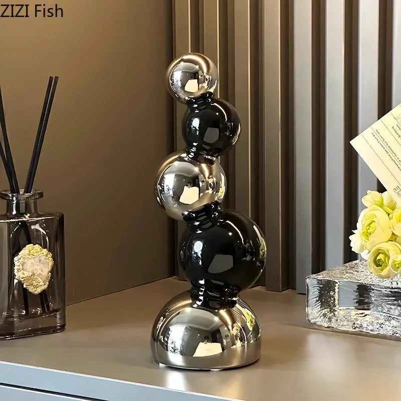 Escultura criativa de geometria esférica, Estátua cerâmica abstrata, Decoração de mesa, Artesanato moderno, Decoração estética do quarto, Ornamentos
