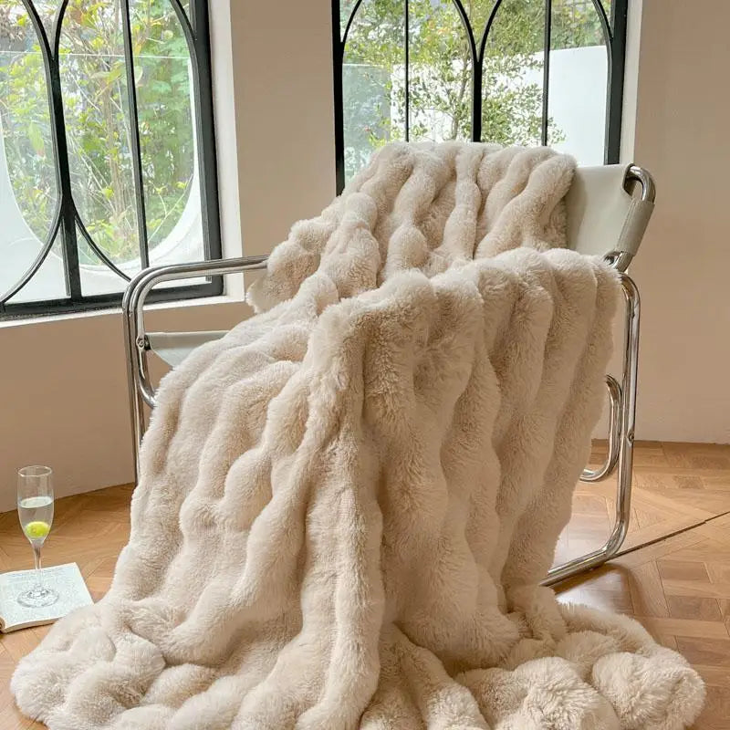 Cobertor luxuoso de pele sintética de coelho, cobertor macio de inverno para casa, cama, sofá, 100x150cm, 150x200cm, 200x230cm