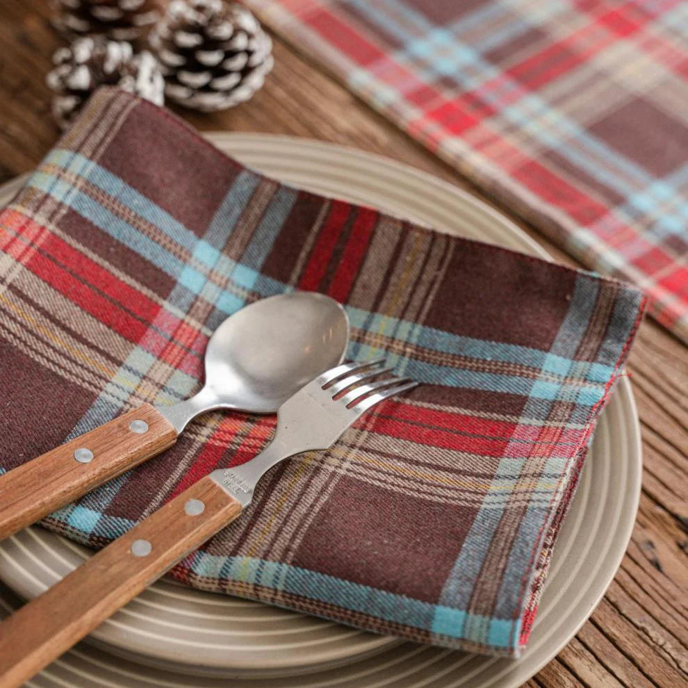 12 pçs natal vermelho verde pano guardanapos escocês tartan xadrez placemats ano novo natal decorativo festivo festa em casa decoração de mesa