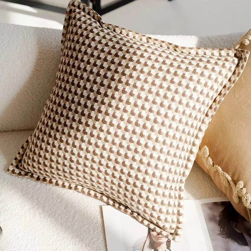 Vintage Nordic Throw Pillow Cover, Creme Light, Luxo Sofá Almofada, Cintura Cover, Simples Fronha Decorativa, Marrom, 45x45cm