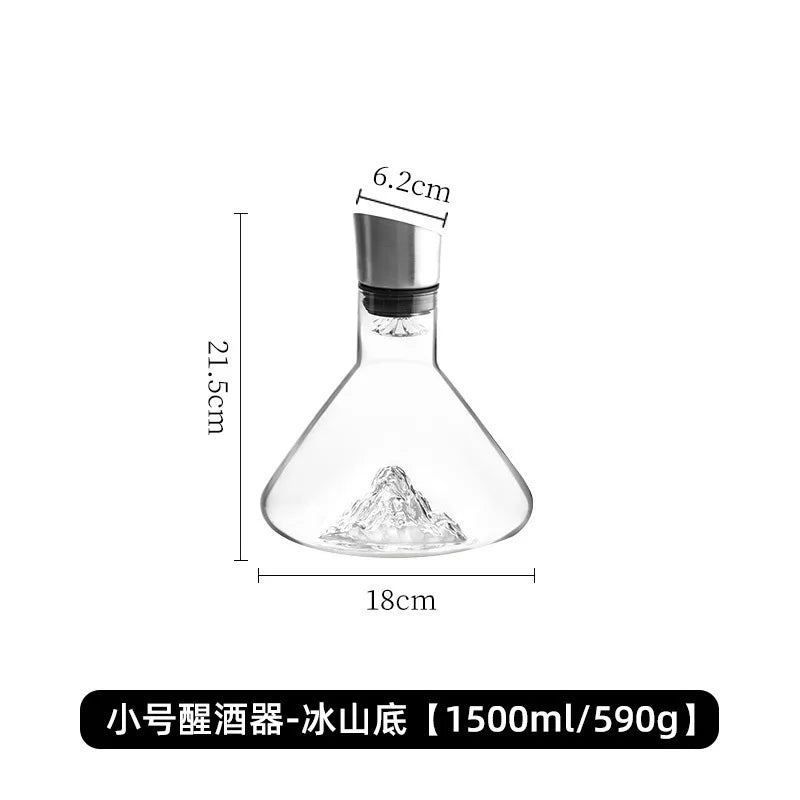 Decantador de vinho e uísque iceberg, 1500ml, feito à mão, sem chumbo, cristal, jarra, dispensador de vinho engrossado, acessórios de bar