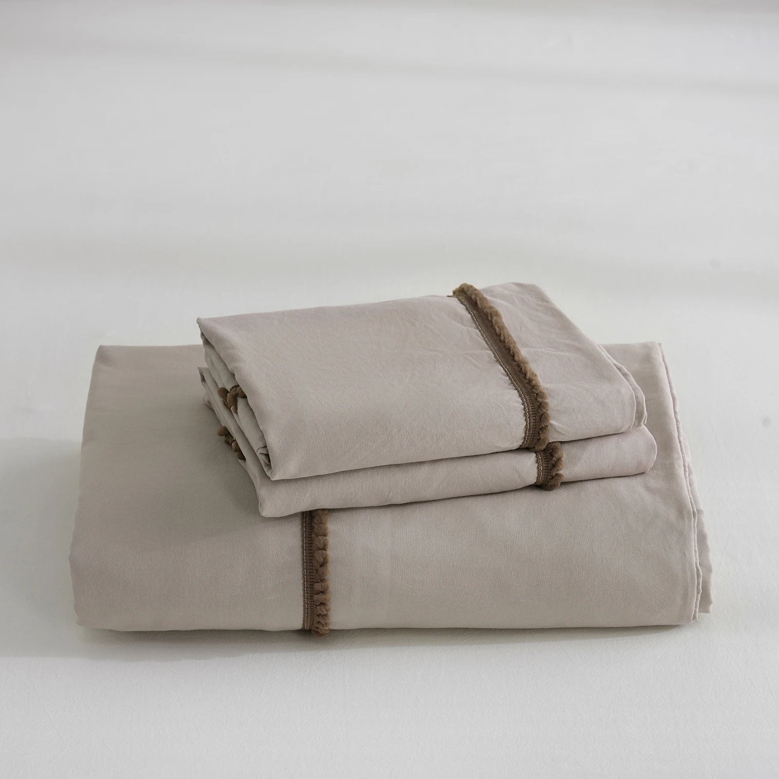 3 pçs branco e cáqui conjunto de capa edredão bola consolador capa linha geométrica conjunto cama macio leve para baixo conjunto cama toda a temporada