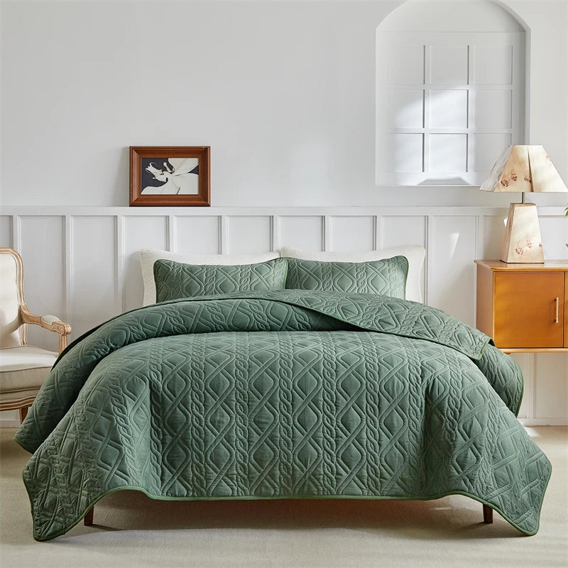 Colcha com 2 Fronhas - Acolchoada de Luxo em Poliéster Branco Imaculado - Casa Ornato