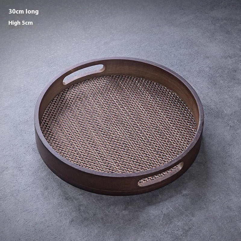 Gianxi bandeja de chá conjunto de chá xícara de chá bandeja de água casa sala de estar frutas dim sum bandeja de imersão seca redonda bandeja de bambu cerimônia de chá