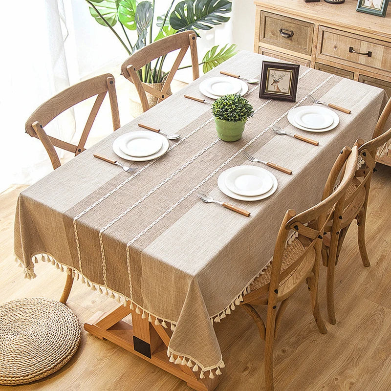 Toalha de mesa retangular redonda de linho batilo, toalha de mesa à prova d'água para jantar, mesa de café, cozinha, decoração de sala