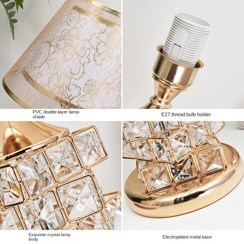 Candeeiro De Mesa De Cristal Moderno, Estilo Europeu, Idéias De Presente De Casamento De Luxo, Lâmpada De Quarto Doce, Decoração De Casa Dourada