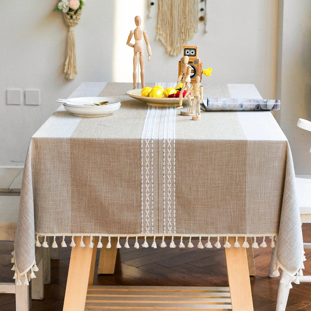 Toalha de mesa retangular redonda de linho batilo, toalha de mesa à prova d'água para jantar, mesa de café, cozinha, decoração de sala