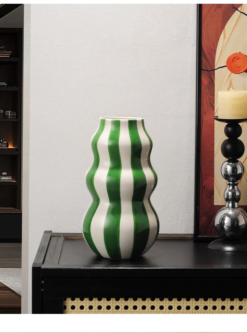 Listras coloridas criativo vaso de cerâmica vasos de plantas decoração de mesa ornamentos arranjo de flores vaso floral decoração estética do quarto