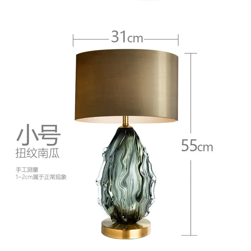 Candeeiro de mesa de vidro criativo villa sala estar luxo avançado verde desktop lâmpada decorativa moda hotel cabeceira e27 lampada