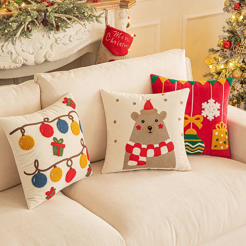 Natal Plush Lance Travesseiro Capa, Estampagem Férias Cintura Capa de Almofada, Casa Fronha Decorativa, Decoração Ano Novo, 45x45cm
