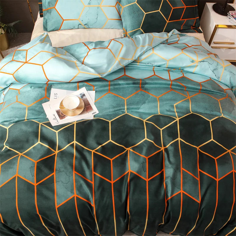 Conjunto de Cama Geométrico Mármore - Elegância - Casa Ornato