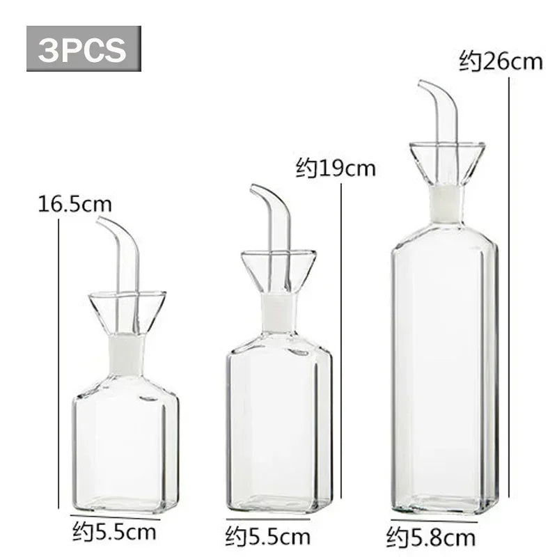 Kit 3 Peças - Garrafas de Vidro Borossilicato para Óleo e Vinagre - Casa Ornato