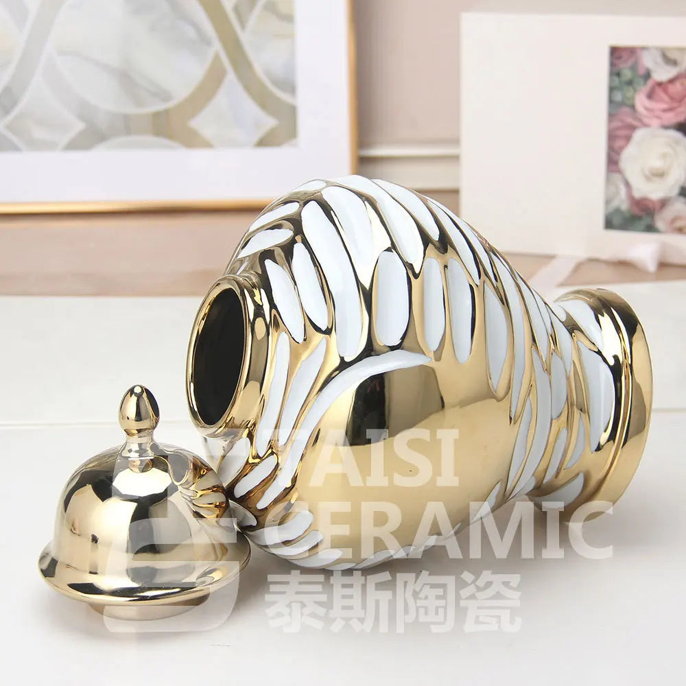 Nordic dourado cerâmica decoração macia vaso geral artesanato entrada galvanoplastia vaso ornamento decorativo