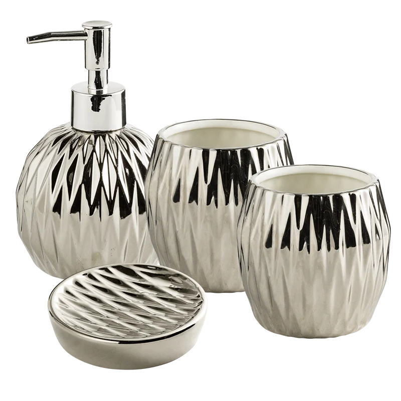 Luz de luxo galvanizado cerâmica conjunto lavagem criativo dispensador sabão bucal copo saboneteira conjunto casa acessórios do banheiro conjunto