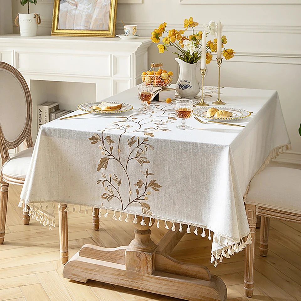 Toalha de mesa retangular redonda de linho batilo, toalha de mesa à prova d'água para jantar, mesa de café, cozinha, decoração de sala