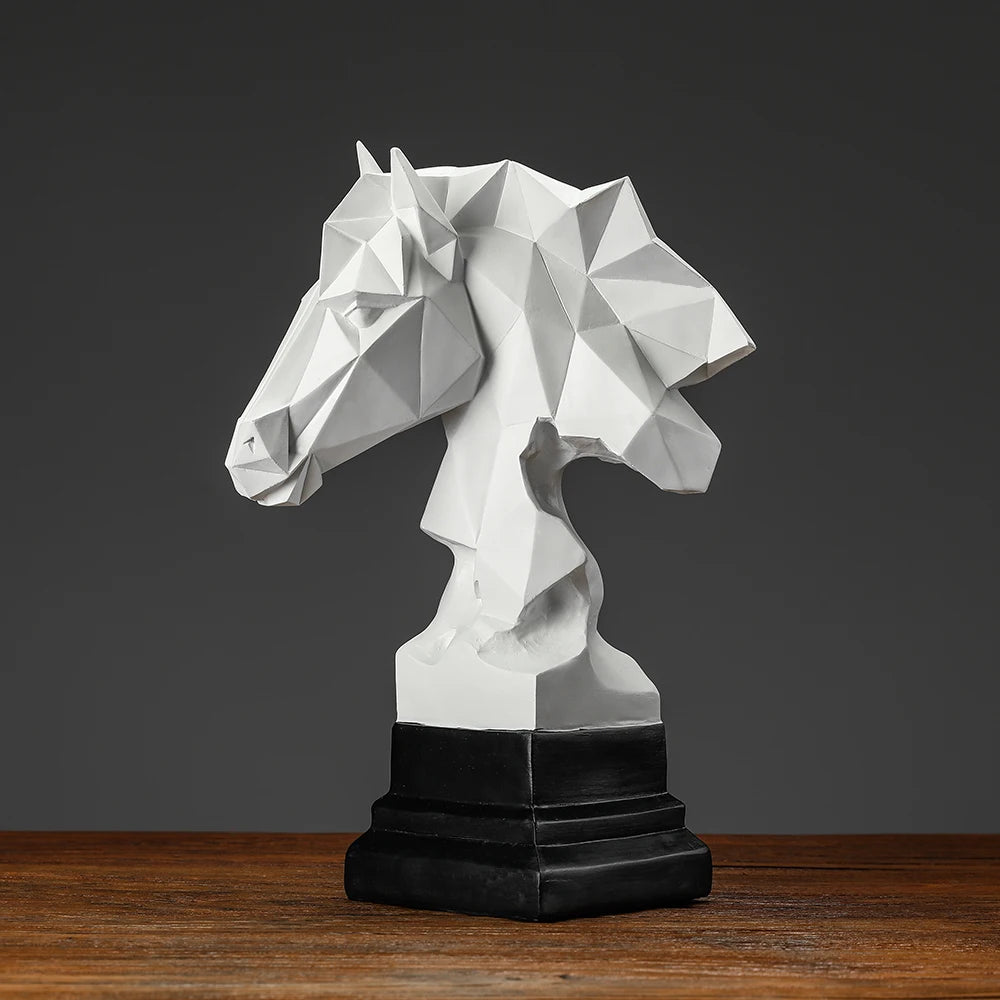 Escultura Cabeça de Cavalo para Decoração Interior, Figura De Cavalo Colecionável, Ornamento De Resina, Arte Exclusiva, Poligonal, 1PC