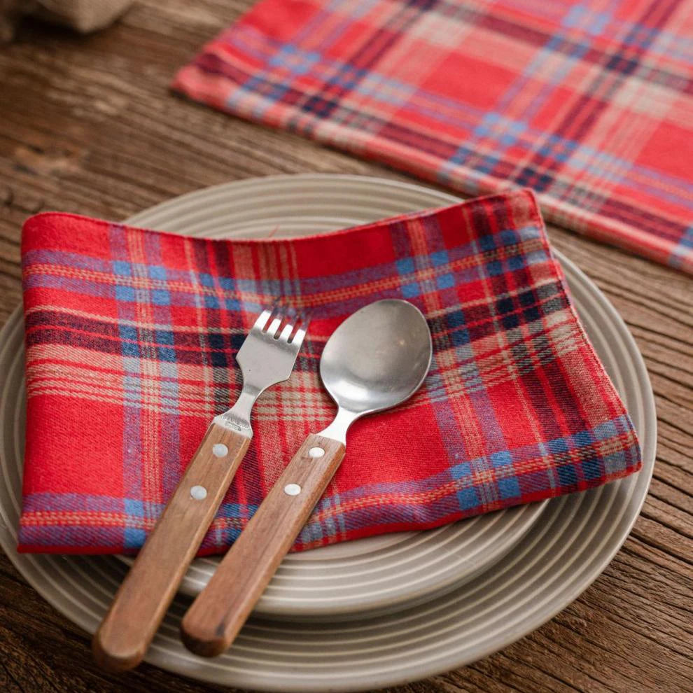 12 pçs natal vermelho verde pano guardanapos escocês tartan xadrez placemats ano novo natal decorativo festivo festa em casa decoração de mesa