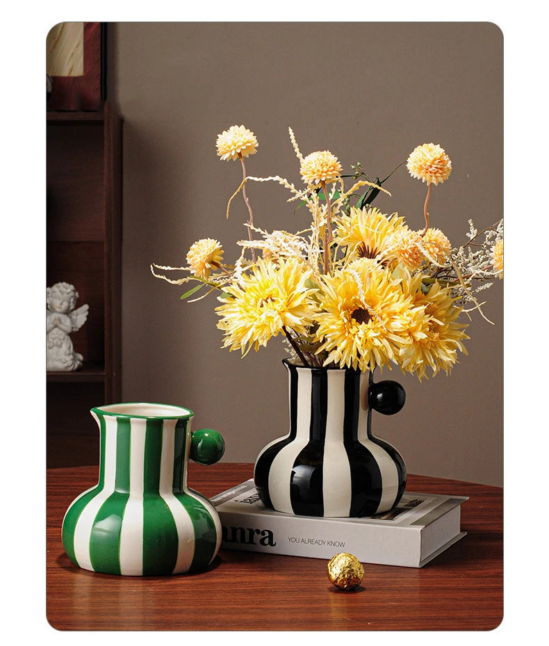 Listras coloridas criativo vaso de cerâmica vasos de plantas decoração de mesa ornamentos arranjo de flores vaso floral decoração estética do quarto