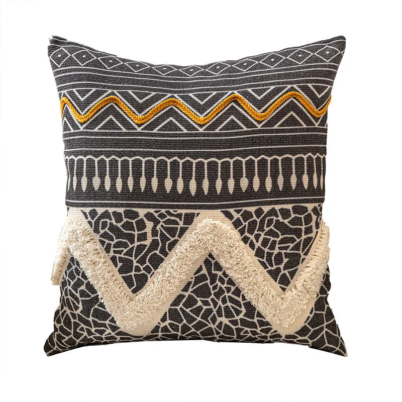 Algodão de estilo nórdico e linho capa de almofada com borla, para sala de estar, sofá, hotel, decoração, 1pc